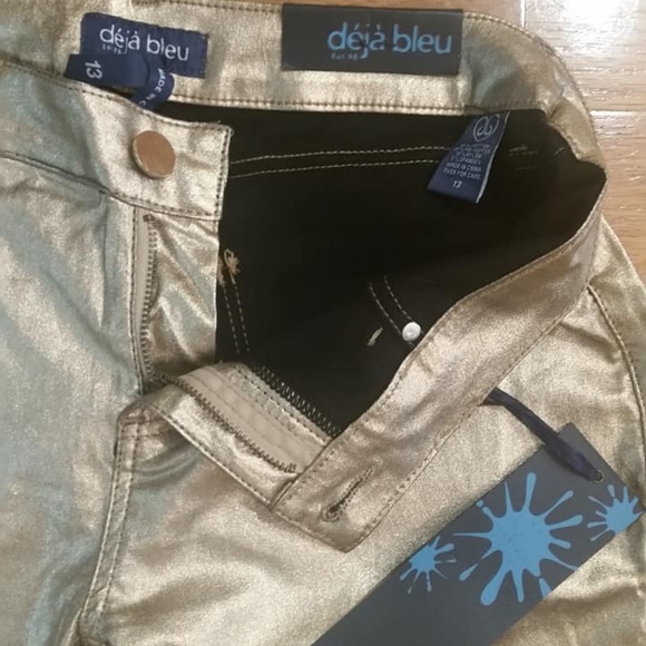 Gold Metallic Stretch Skinny Jeggings - Tall - Picture 4 of 6